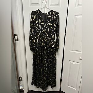 Peplum Style Boho Dress Black Gold